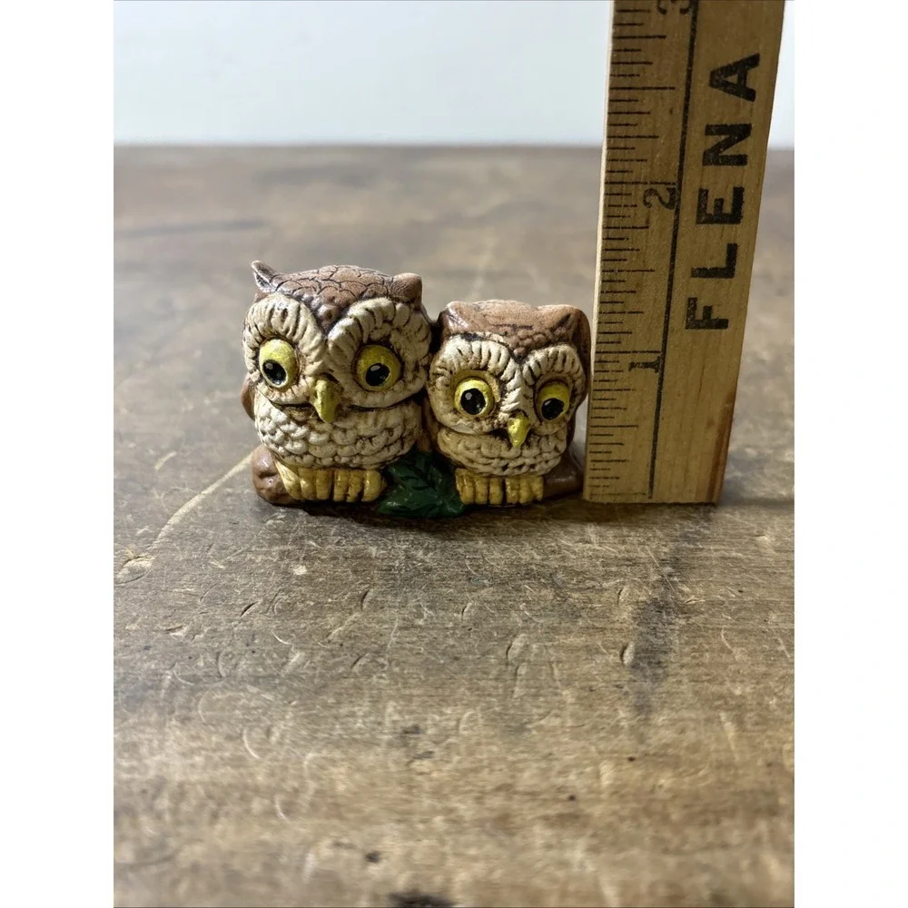 Set Of 2 Decorative Miniature Owl Figurines Ceramic